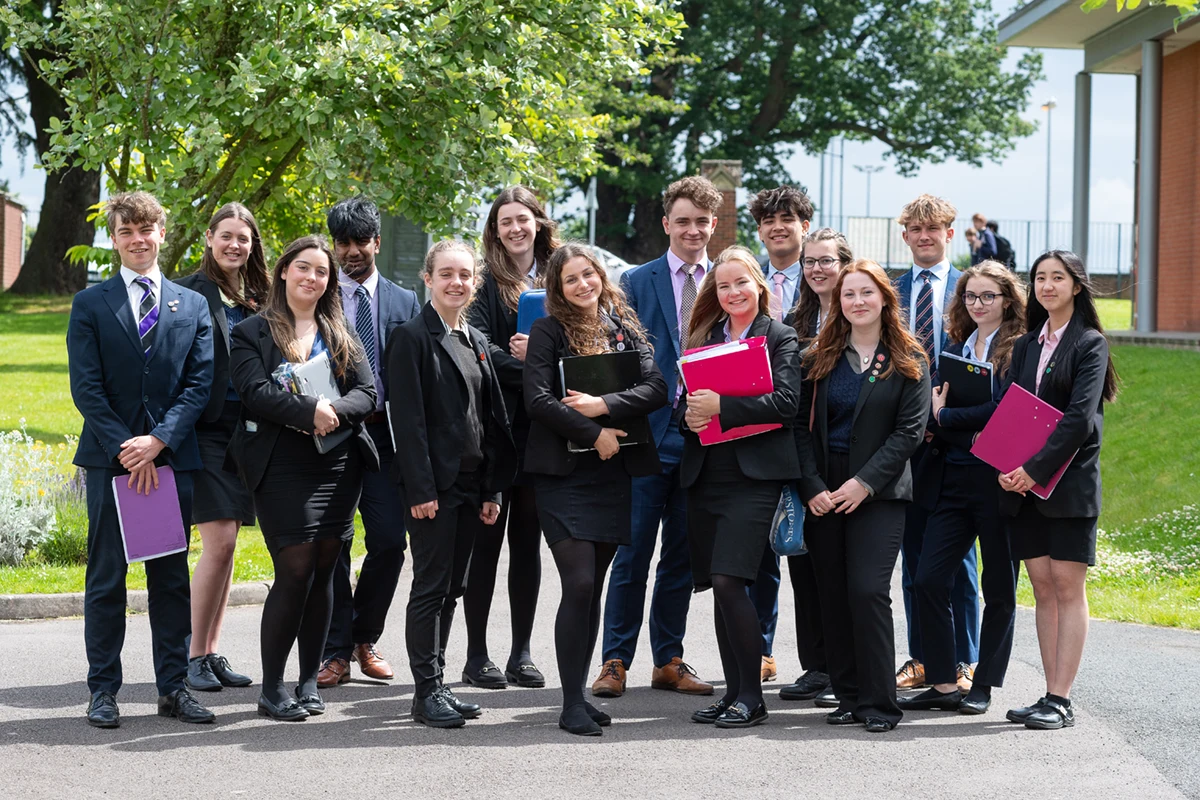 group of happy sixth form students